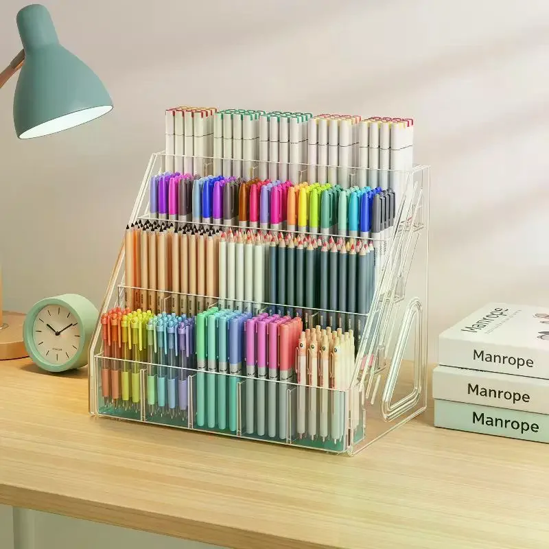 Organizzatore per Penne da Scrivania in Acrilico, Stile Fai-da-Te e Versatile Portaoggetti per Ufficio e Scuola - immagine 4