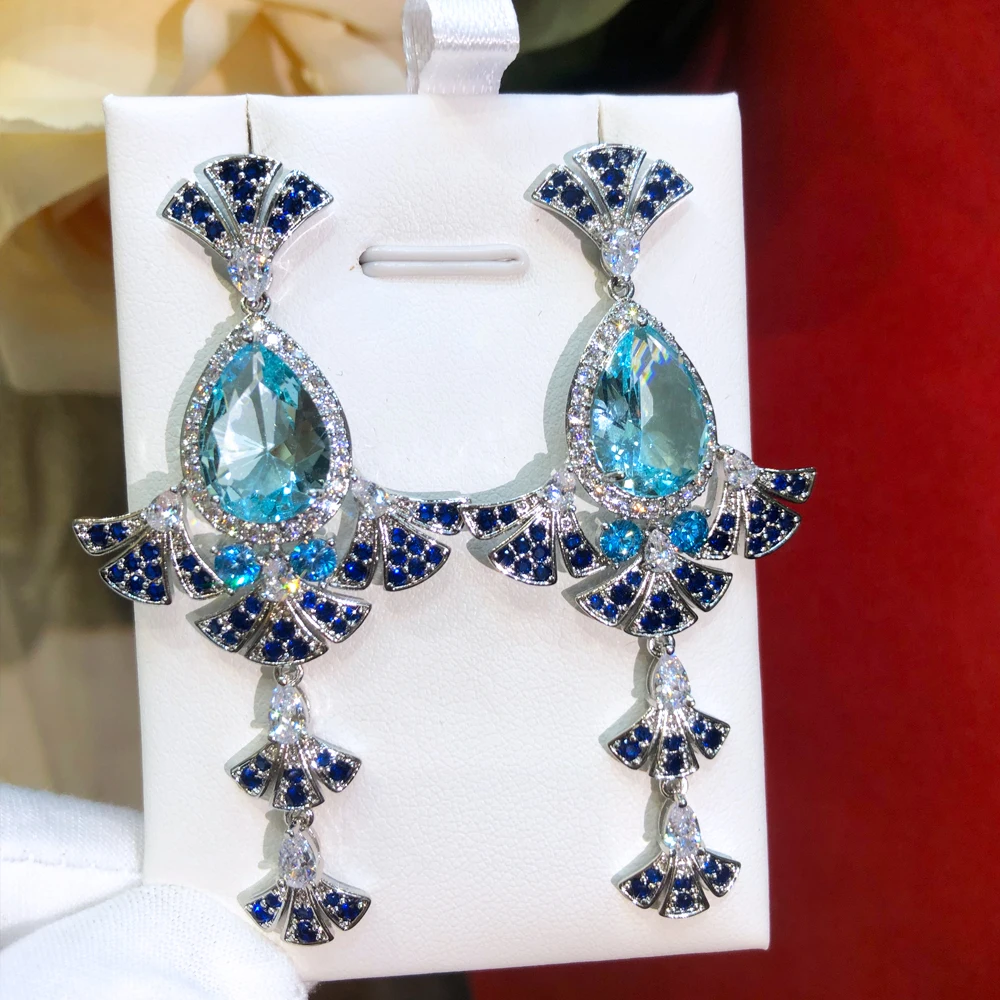 Kellybola Trendy New Drop Earrings Luxury Romantic Women Girl Charm CZ Shiny Fashion Ladies Daily Party Show Jewelry Best Gift