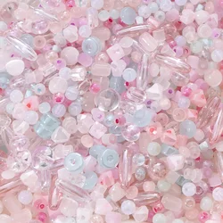 Vibrant Multi - Color Glass Rice Beads for DIY Jewelry and Accessories (Pink Blue Series)