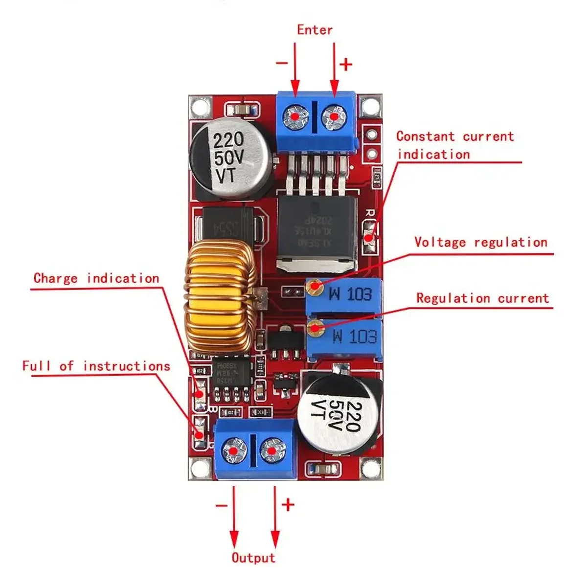 3pcs Voltage Converter Module 5A DC-DC Adjustable Buck Converter XL4015 4-38V to 1.25-36V Step Down Power Supply