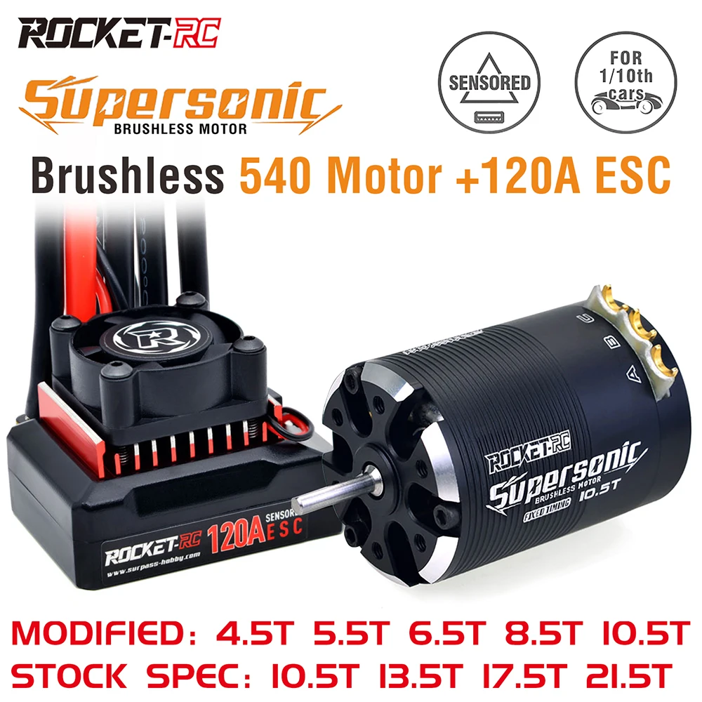 RocketRC Supersonic Sensored Brushless 540 Motor and 120A ESC Combo
