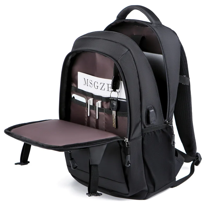 Fashion Men's Backpack Oxford Cloth Black Waterproof Computer Bag Men's and Women's Travel Leisure Backpack