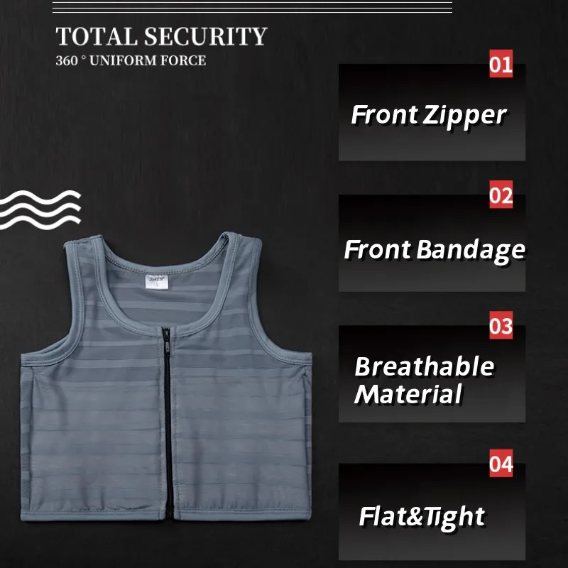 Front Bandage Chest Binder Front Zipper Breast Binder Tomboy Super Flat  Breathable FTM Vest Trans Binder