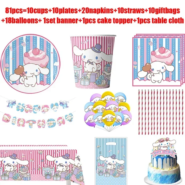 thumbnail image 1 of Decoraciones para fiestas de cumpleaños de Sanrios Cinnamorolls, vajilla desechable, plato, servilleta, mantel para baby shower infantil, 1 of 5