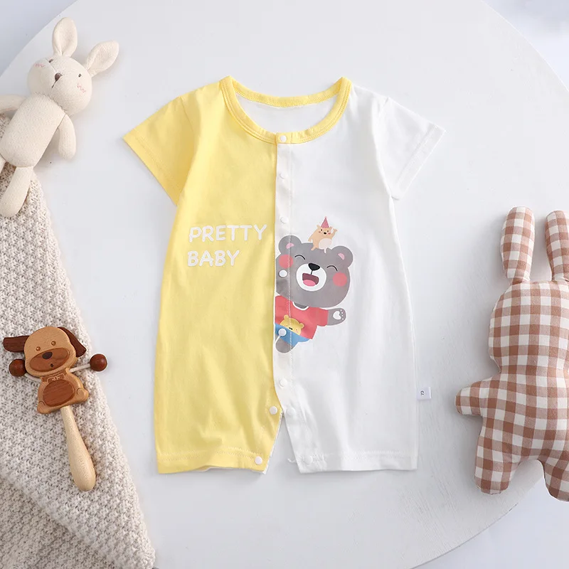 0-2 Years Infant Toddler Rompers Cotton Summer Baby Boys Thin Rompers Short Sleeve Newborn Cartoon Baby Girls Bodysuit Baby Bodysuits expensive Baby Rompers