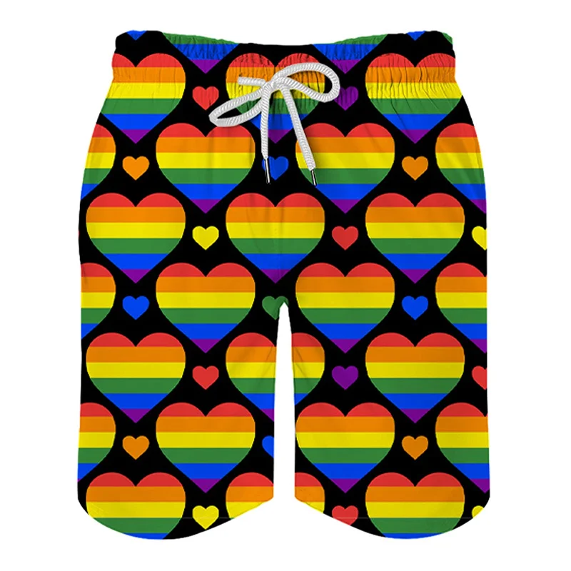 New 3d Print Rainbow Ducks Beach Shorts For Men Casual Summer Surfing Board Shorts Quick Dry Swimsuits Swim Trunks Short Pants 2