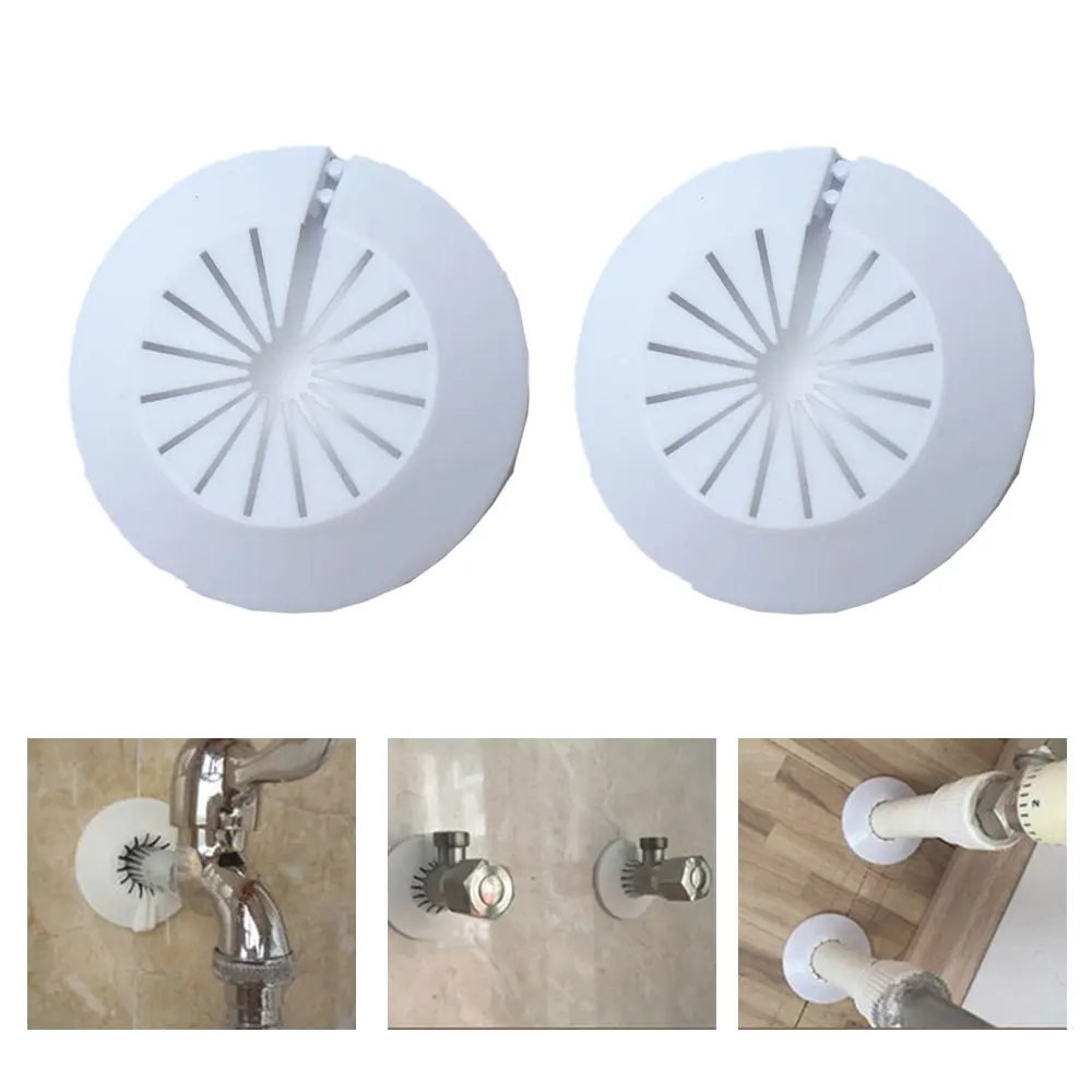 

2pcs Plastic Wall Hole Duct Cover Shower Faucet Angle Valve Pipe Plug Decoration Cover Snap-on Plate Kitchen Faucet Accessories