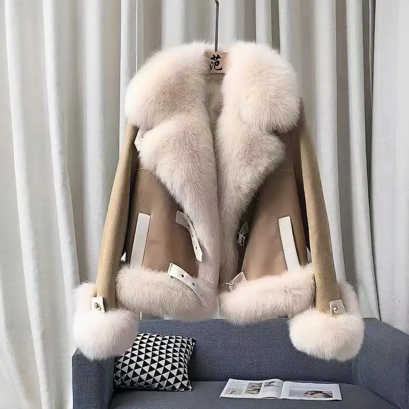 Large Fur Collar Imitation Fox Fur Grass, High-end Fashion, Westernized Short Style Down Fur Jacket, Women's Winter New 2024