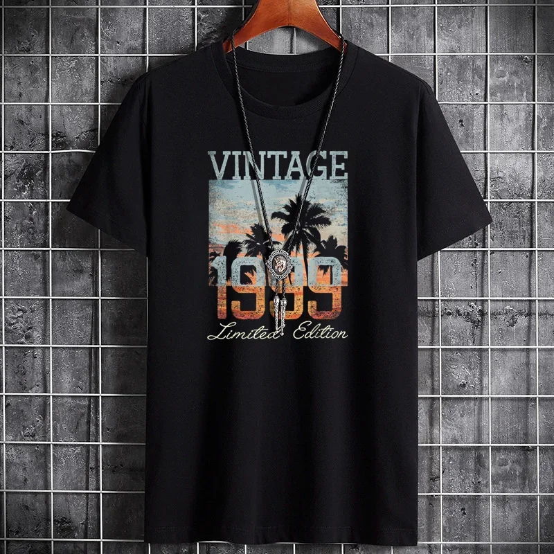 

Summer Hot Selling Men's T-shirts Pure Cotton Comfortable Versatile Printed Men's Top Summer Style Beach Leisure Men's T-shirts