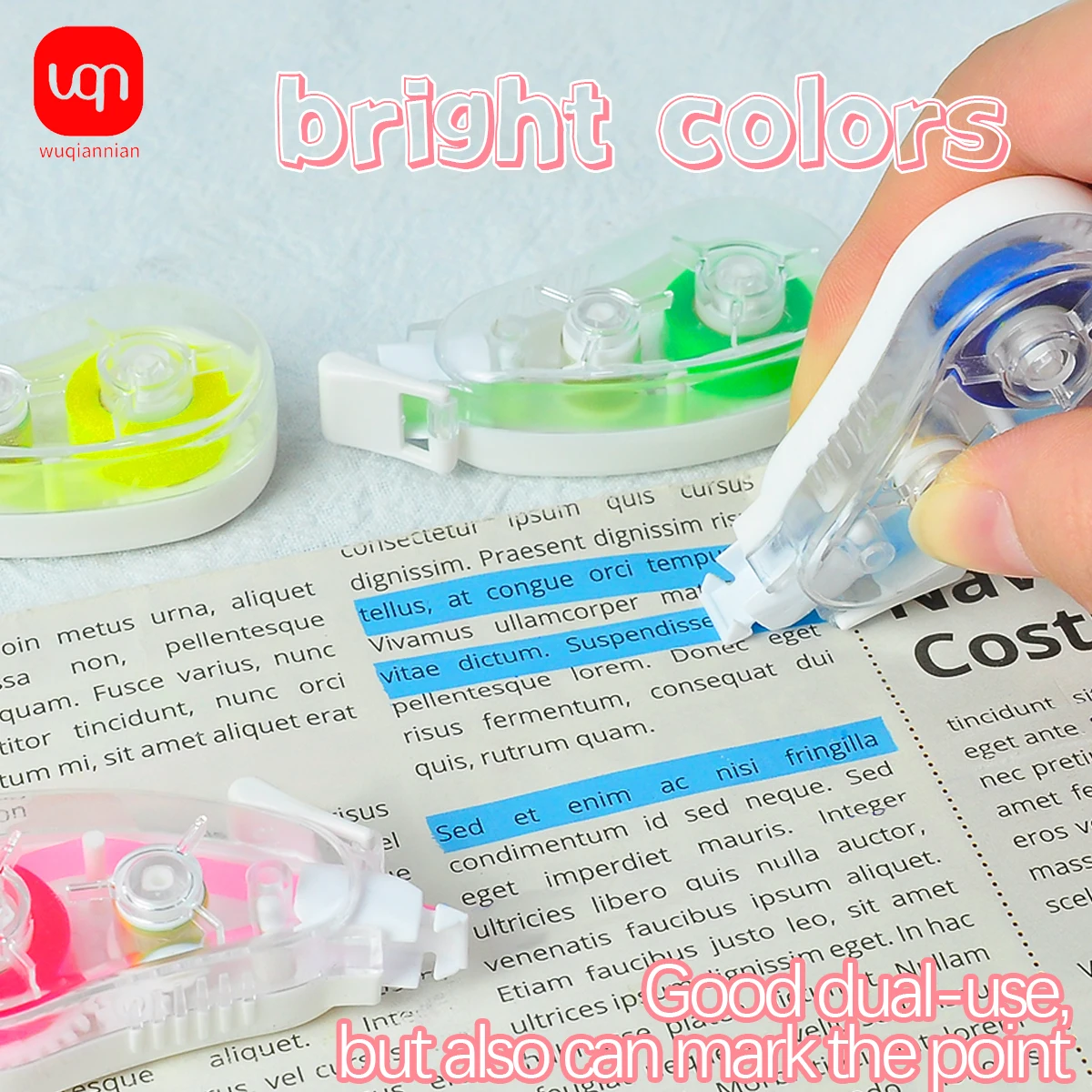 Highlighter Tape for Kids Simplicity Solid Color Correction Tape Style Highlighter Marker Scrapbook Stationery correction tape