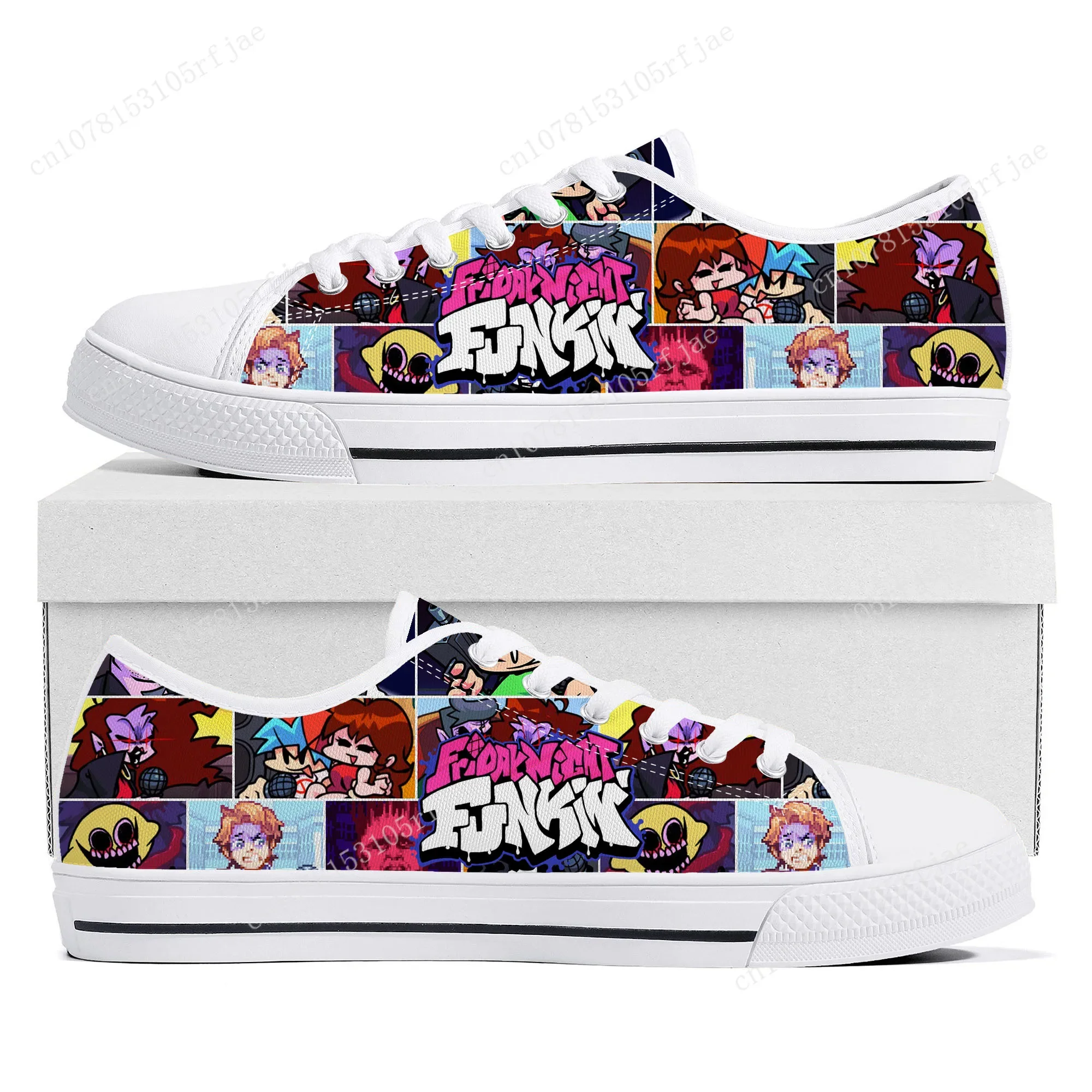 Funkin Cartoon Night Game Friday Low Top Sneakers Womens Mens Teenager High Quality Canvas Sneaker Couple Custom Built Shoes