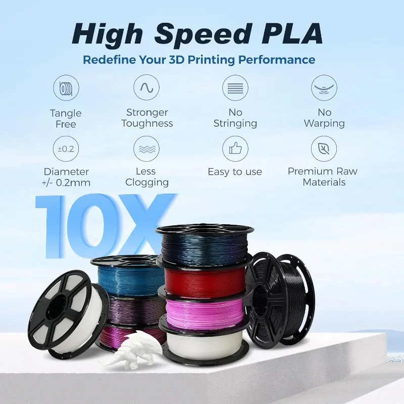 3D 프린터 필라멘트 PETG PLA HSMPETG PLA PLUS 1.75mm 5롤 3D 프린팅 재료 100% 기포 없음 &FDM 3D 펜 DIY 선물용