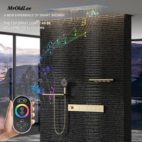 ชุดฝักบัวเพดานหรูหรา ระบบควบคุมอุณหภูมิแบบฝังในตัว ทำจากทองเหลือง พร้อมหน้าจอดิจิตอล ระบบไฮโดรเจเนอเรเตอร์ ฟังก์ชั่นฝนตก ไฟส่องสว่าง และบลูทูธ 1