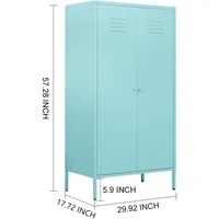 2 Magnetic Doors Steel Wardrobe Kids Closet Storage Accent Cabinet with Hanging Rod and 2 Laminate,Metal Children Tall Storage 2