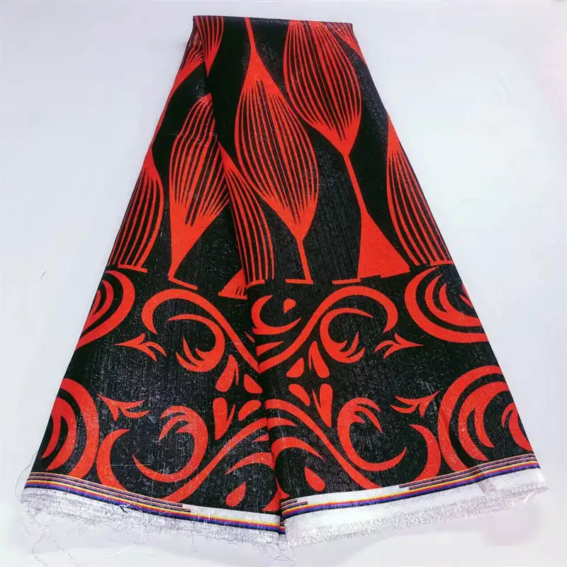 

5 Yard High Quality African Style Gold Line Jacquard Embroidery Lace Fabric For Party Prom Dress Sewing Material.