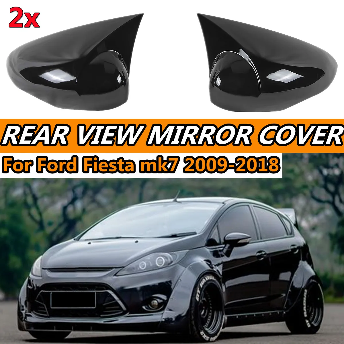M Style Side Mirror Covers Caps For Ford Fiesta MK7 2009 2018 Rear View