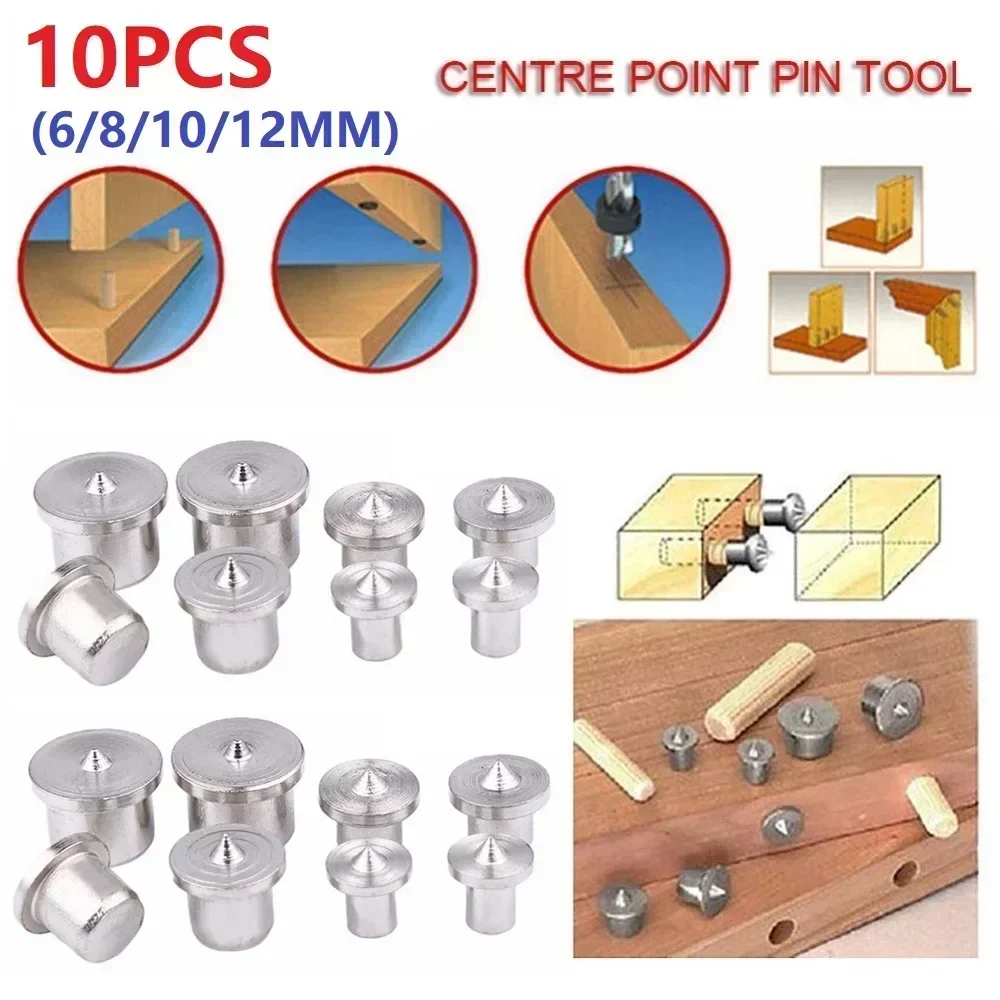 Dowel Centre Point Pin Set 10Pc Wood Timber Marker Hole Tenon Center Set 6/8mm Wood Drill Power Accessories Tools Plug