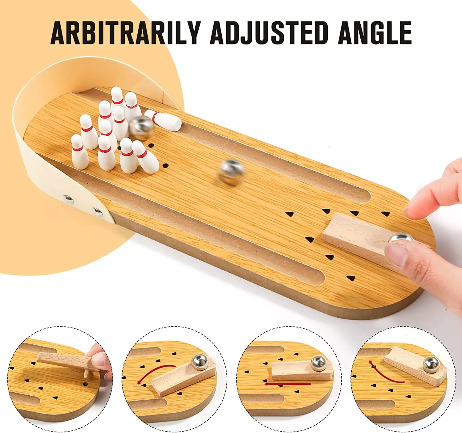 Tabletop Bowling Ball Board Game Mini Table Games for Travel Bar School