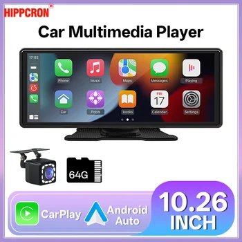Hippcron 10,26 ''pantalla de Radio para coche reproductor de vídeo Multimedia inalámbrico Carplay Android Auto Mirrorlink BT AUX TF USB Universal 1
