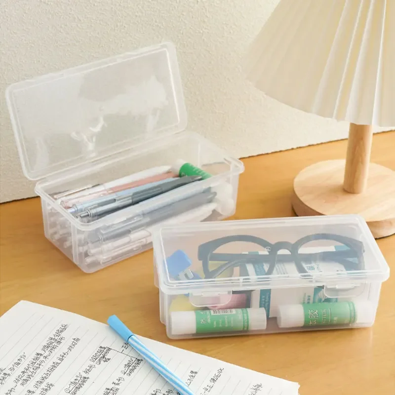6 Portamatite Impilabili Traslucidi Con Maniglie - Scatole Organizer In Plastica Per Penne, Scuola, Ufficio E Casa - 2