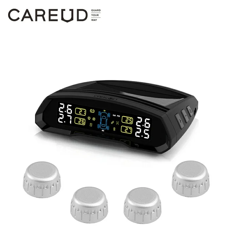 Car TPMS tire pressure monitoring system solar type monitor with 4pcs external sensors