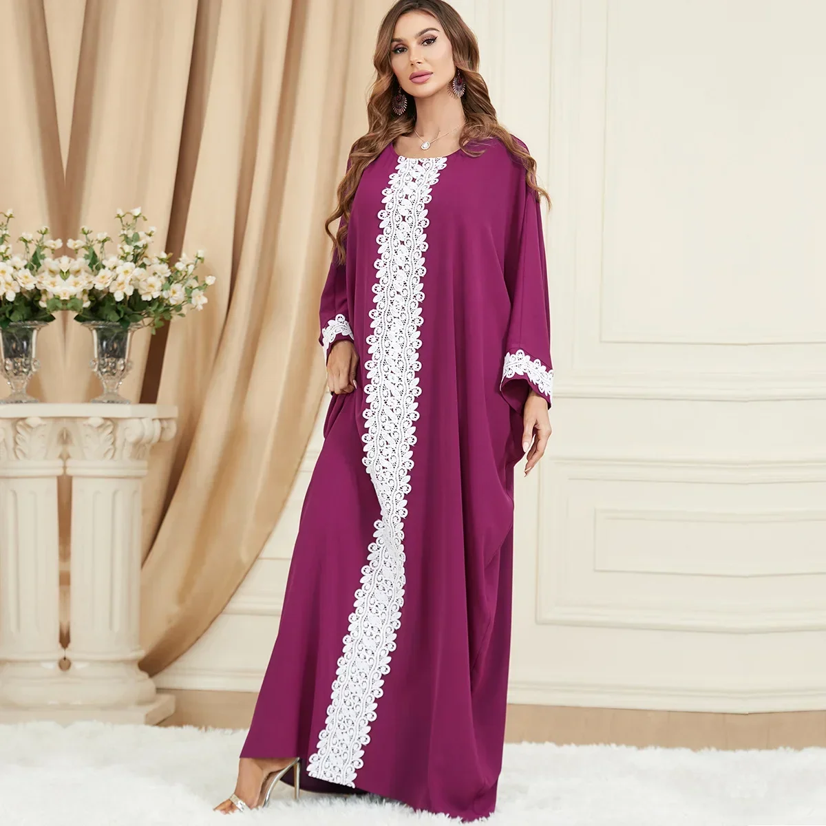 

Women Dress Saudi Arabia Dubai Abaya Casual Bat Sleeve Outfit Muslim Dress Robe Elegante Femme Islamic Clothing Plus-size Dress