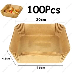 Disposable Non-Stick Oil-Proof Parchment Baking Paper for Air Fryer, Microwave, Oven, and BBQ (100Pcs Square(20cm))