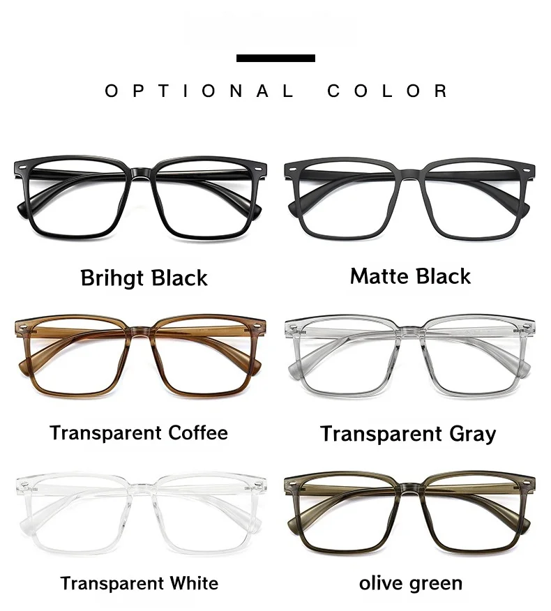 YCFoya Männer Ultra-licht Fashion Square TR90 Flexible Brillen Rahmen Optische Verordnung Frauen Gläser Rahmen M109001 – Detail 12