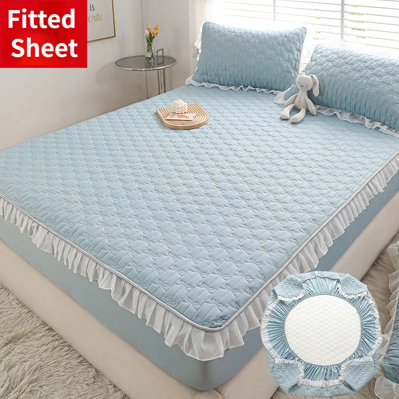 

Antibacterial Fitted Sheet Single Piece Four Seasons Cotton Clip Thickened Mattress Protective Cover Anti slip Bed Cover