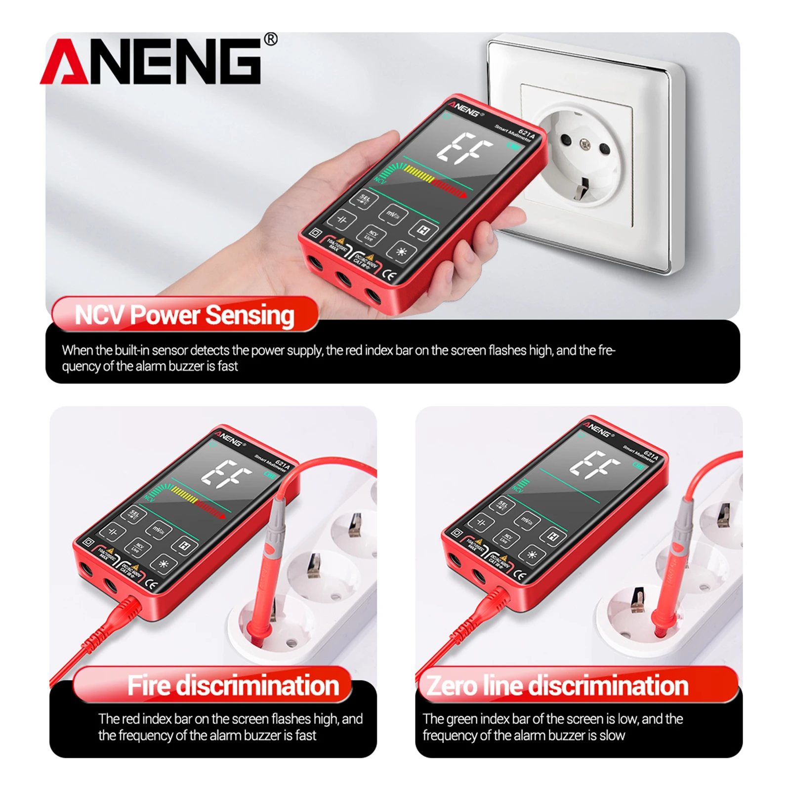 621A Digital Multimeter digital multimeter multimeter tester 9999 Counts Auto Range Rechargeable Portable NCV Universal Meter Voltmeter Ammeter LCD Touch Screen