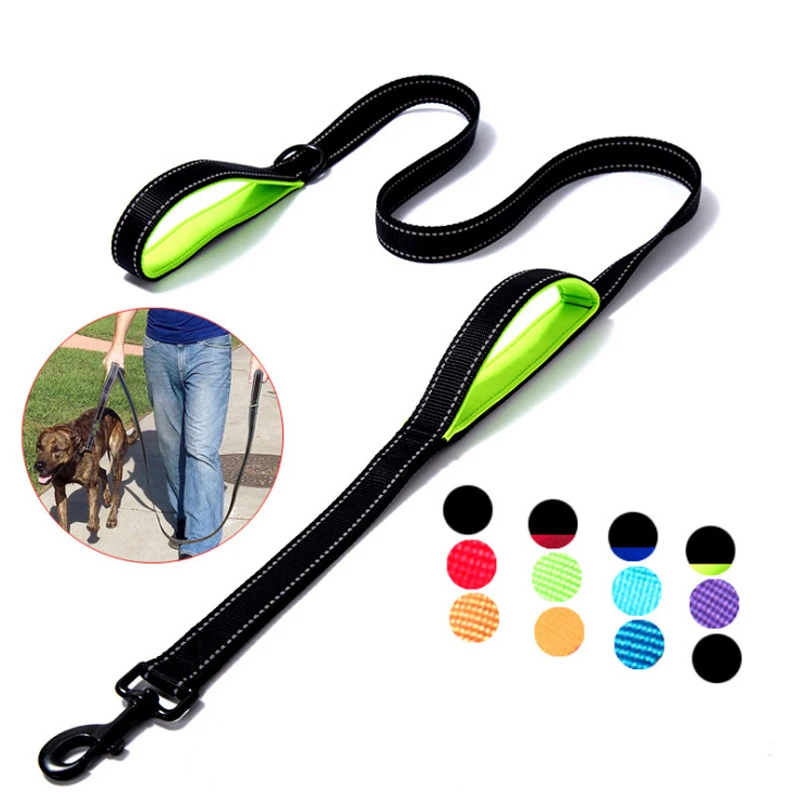 

Reflective Dog Leash Traction Belt Big Dog Training Walking Double Handle Control Traction Rope Pet Leashes Heavy Duty Lead Rope