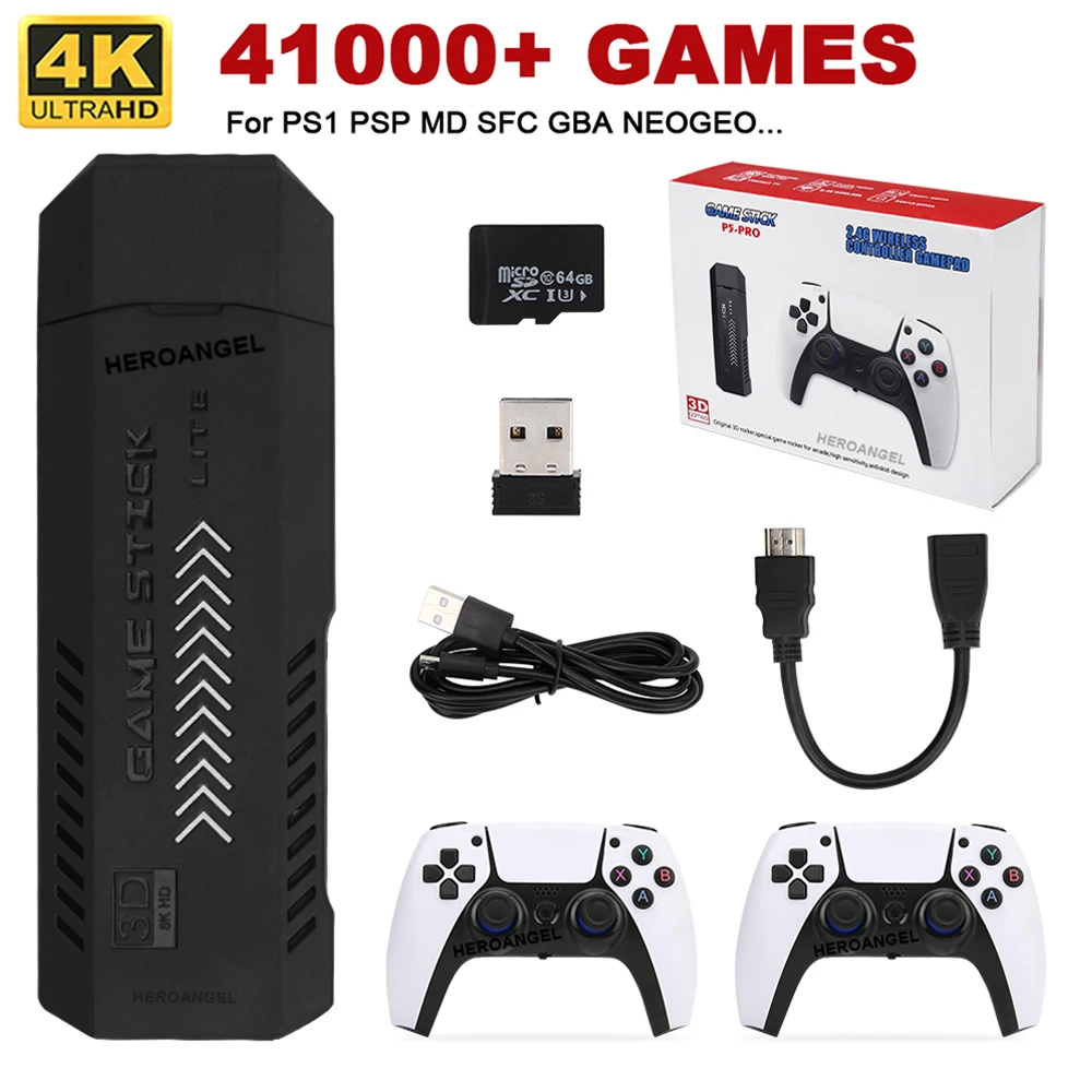 

For P5-Pro Gamestick 3D Retro Video Game Console 2.4G Wireless Controllers 4KHD 128G 40000 Games 40 Emulators for SEGA/PSP/PS1