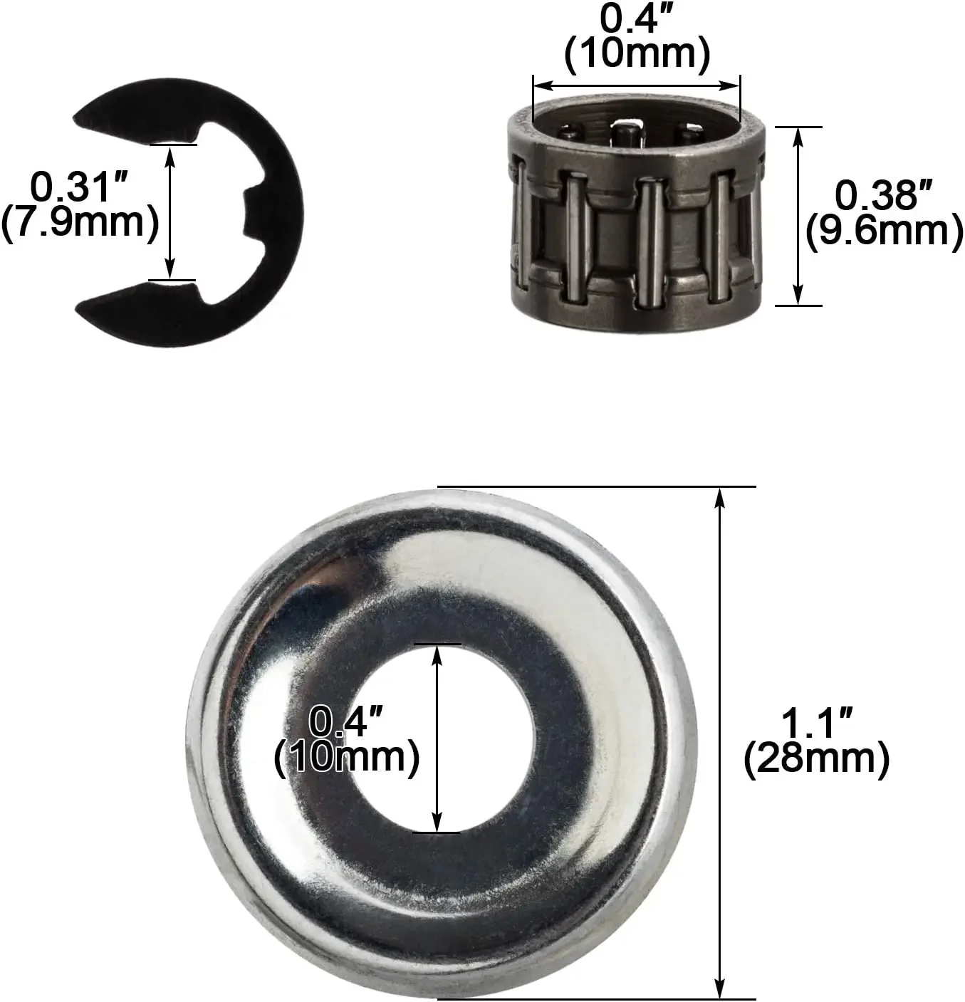 3/8 6T Clutch Drum Sprocket Washer E-Clip Kit for STIHL Chainsaw MS170 MS180 MS210 MS230 MS250 017 018 021 023 025 1123 640 2003 4