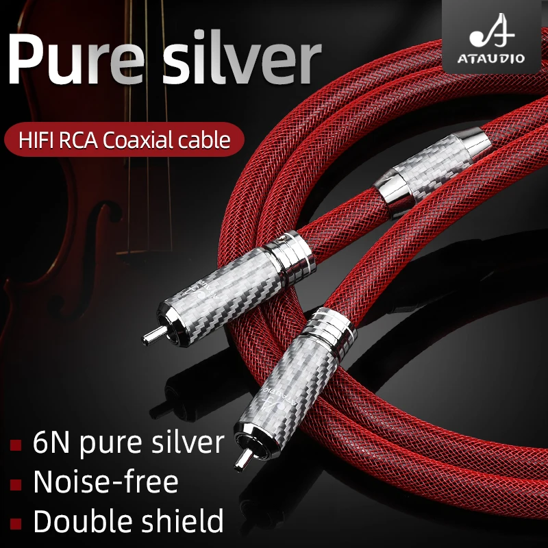 

ATAUDIO pure silver Professional HD digital coaxial Cable RCA to RCA male to male video Audio For DAC TV spdif hifi Subwoofer