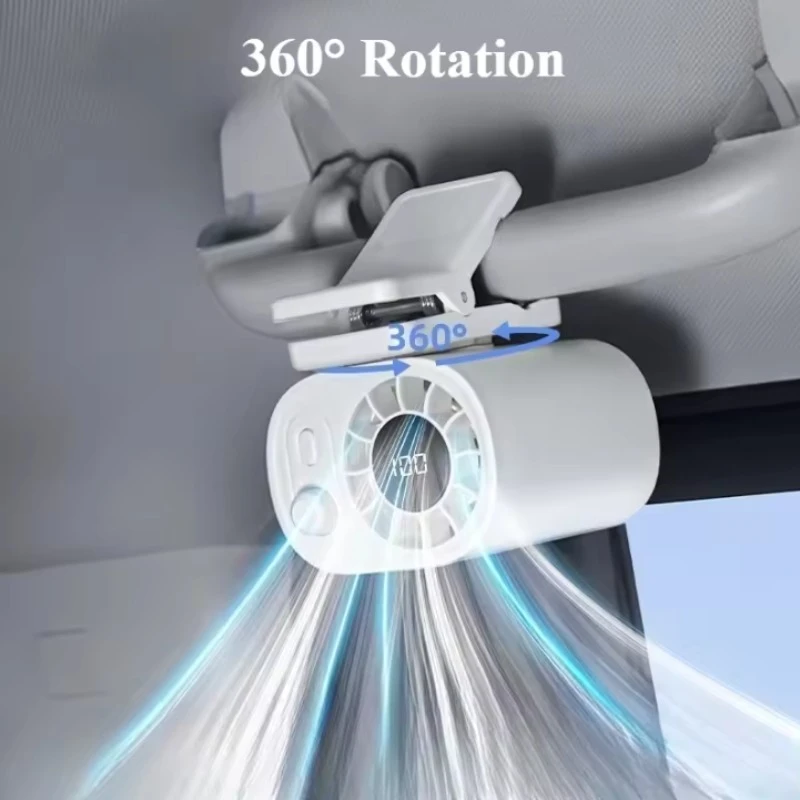 Car On Outdoor Umbrella & Waist Clip Fan, 360° Rotatable 100-Speed USB Rechargeable Desktop Cooling Fan_voghion.com