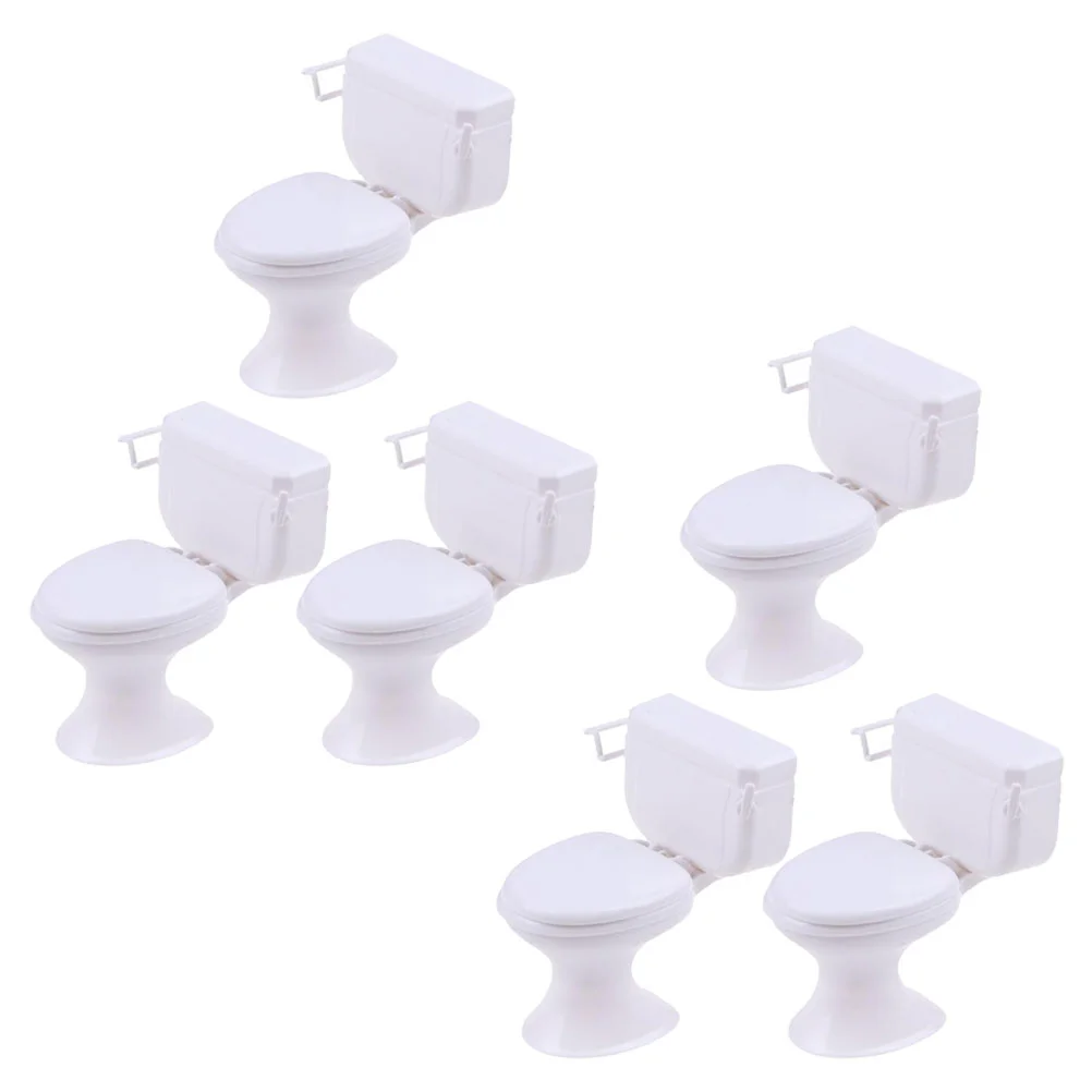 Mini Toilet Seat Toy Doll House Furniture Miniature Bathroom Toilet Toy Tiny Cake Topper Bathroom Furniture Dollhouse