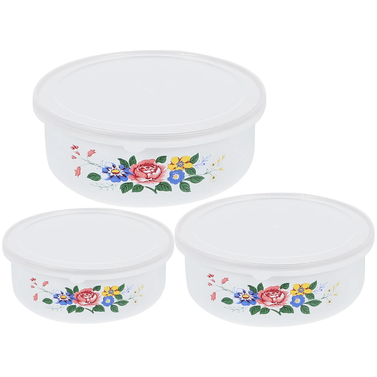 

Noodle Bowl Fresh-keeping Enamel Metal Container with Lid Refrigerator Preservation Bowls