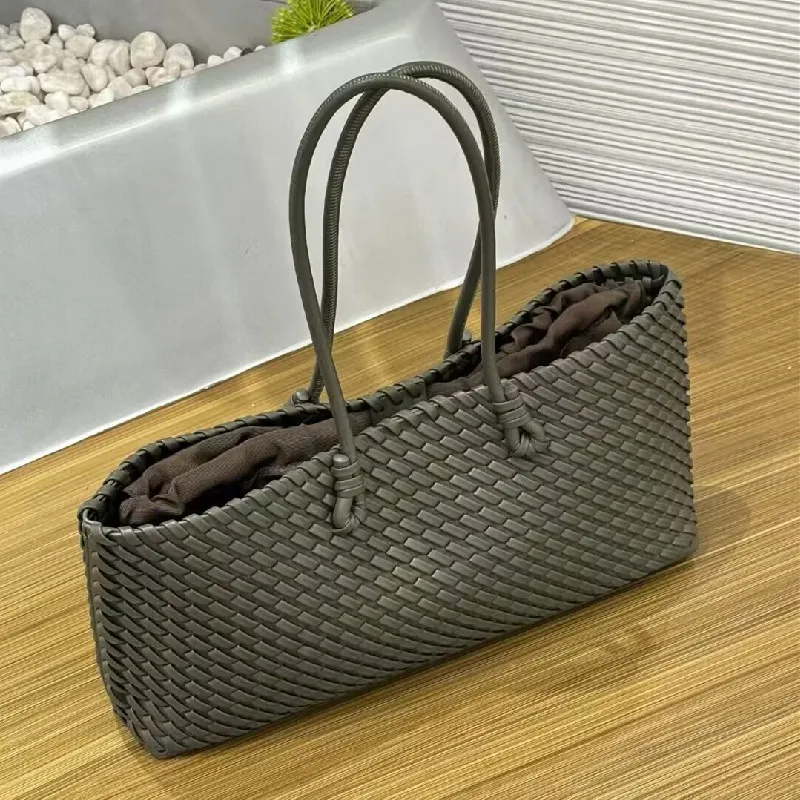 NEW Fashion Leather Handbags Women's Leather Weaving Casual Shopping Bag Vintage Basket Tote Purse Shopping bag