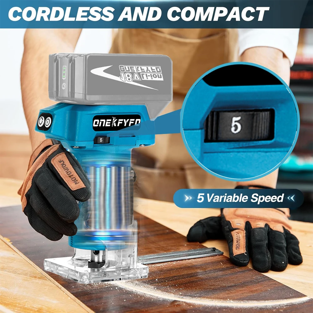 Brushless Electric Trimmer Router for Makita 18V 5 Speed Adjustable Woodworking Electric Trimming Engraving Machine Wood Router wood router,woodworking tools