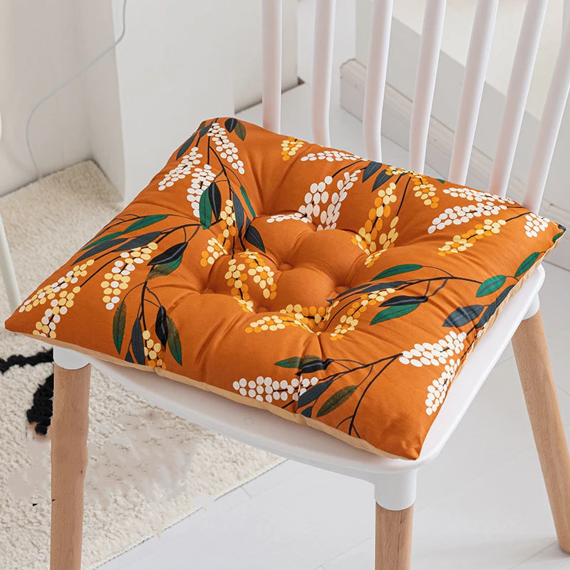 Small Fresh Printing Pattern Square Flax Seat Pad Living Room Tatami Outdoor Mat Office Dormitory Thicken Non-slip Chair Cushion 