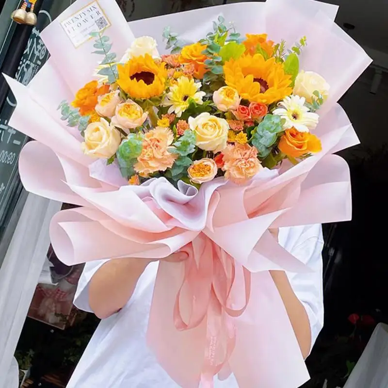 4PCS Flower Wrapping Packing Paper 57x57cm Bouquet Of Solid Color Korean Style Floral Package DIY Bouquet Wedding Materials