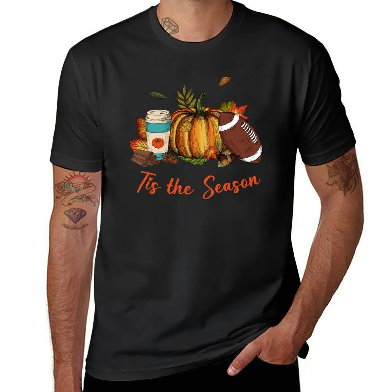 

Fall Vibes Football Pumpkin Spice Latte Thanksgiving Autumn T-shirt sublime funnys plus sizes mens clothing
