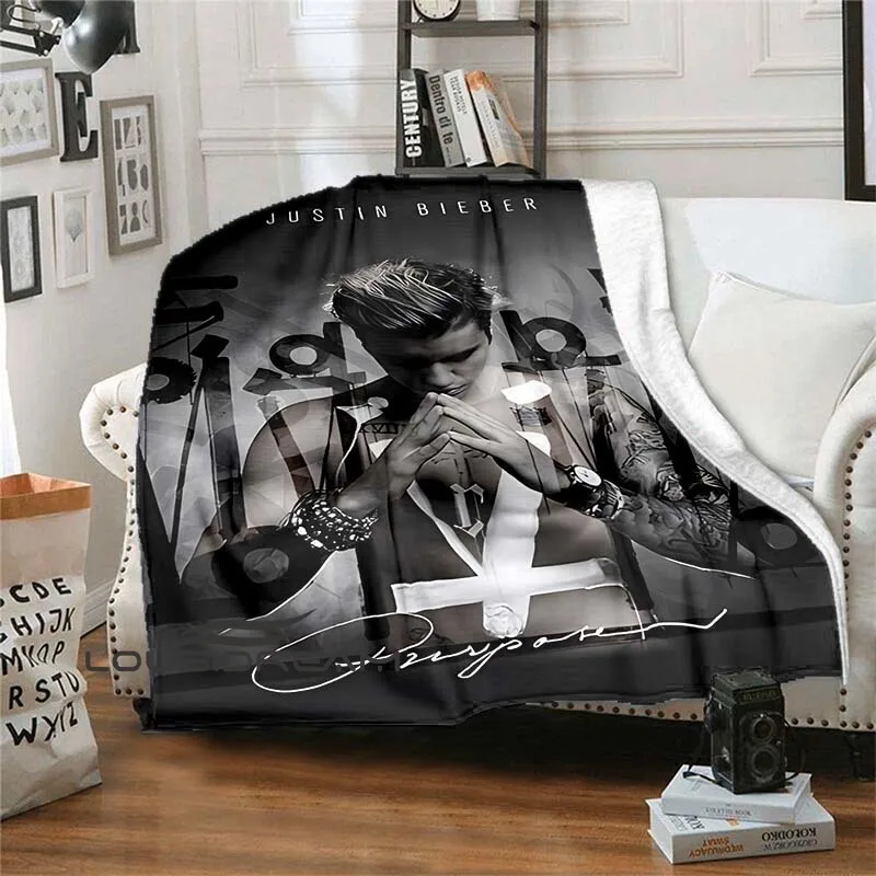 

Justin Bieber Canadian Singer Fashion Print Fluffy Blanket Home Bedroom Sofa Gift Four Seasons Sheet Plush Blankets and Throws