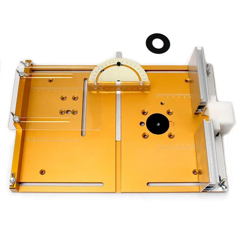 

Router Table Insert Plate Workbench Circular Saw Flip Cover Plate with Miter Gauge Guide Aluminium Profile Fence Sliding Bracket