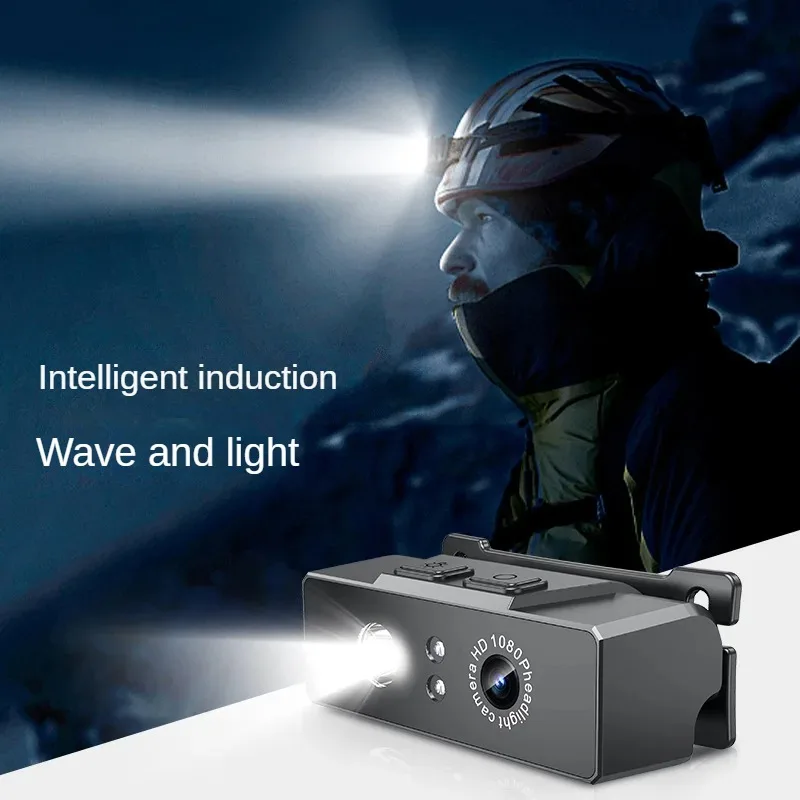 헤드 마운트 LED 조명 헤드라이트 녹음기 모션 카메라, 미니 DV HD 1080, 라이딩 야간 투시경 검사 DVR