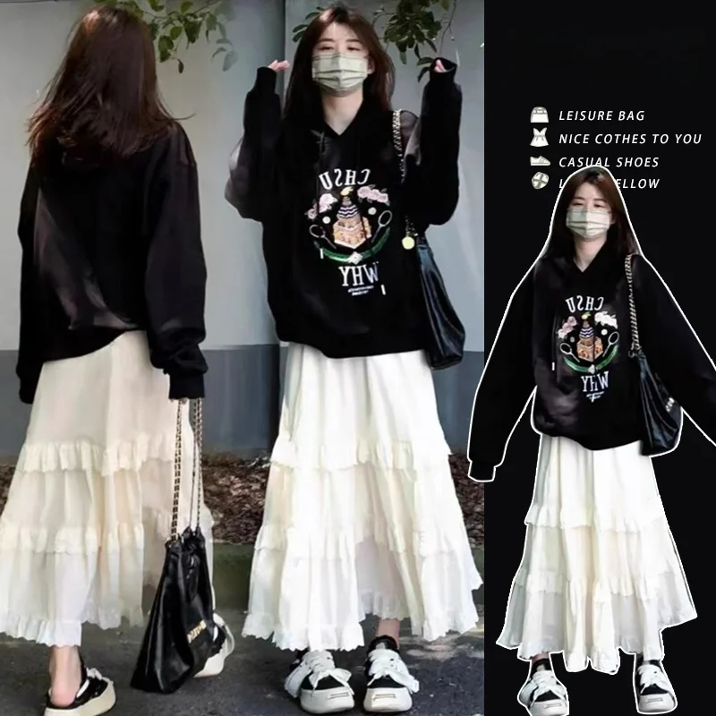 슬리밍 임산부 후드티셔츠 봄 가을 다용도 비출산용 하프 스커트 여성 패션 편안한 폴리에스터