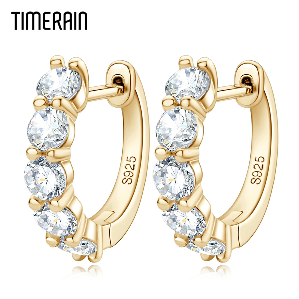 

Timerain 3.5mm 2ct Moissanite Huggie Hoop Earrings for Women 925 Silver Sparkling Black Gemstones Earring Party Fine Jewelry