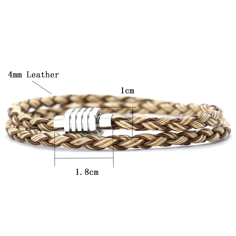 Noter Minimalist Men Bracelet Handmade Braided Leather Braclet Homme Stainless Steel Magentic Clasp Leisure Accessories Pulsera - Image 4