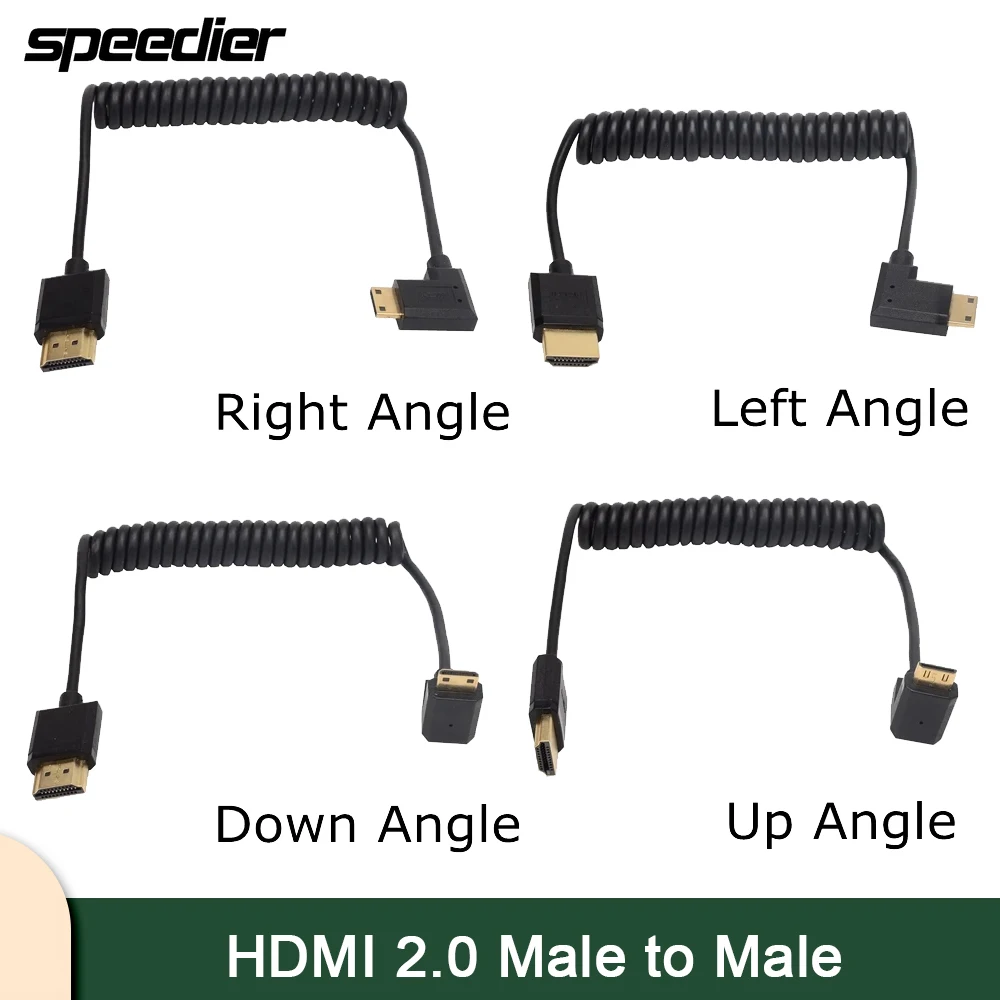 Od3.2Mm Super Extreme Slim Up Down Angolo Sinistro Destro 2.0 Hdmi-Compatibile Stretch Spring Curl Cavo A Spirale Ad Alta Velocità 4K * 2K @ 60Hz