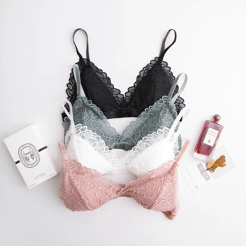 French Bra Natural Mulberry Silk Fine Shoulder Strap Triangle Cup Steel Ring Free Sexy Underwear for Women